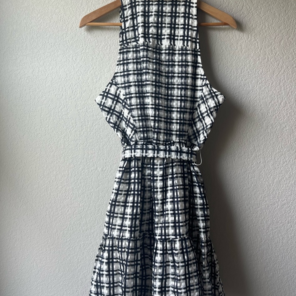 Maeve Black/White Collared Shirt Dress With Tie Size 12 - Picture 4 of 6